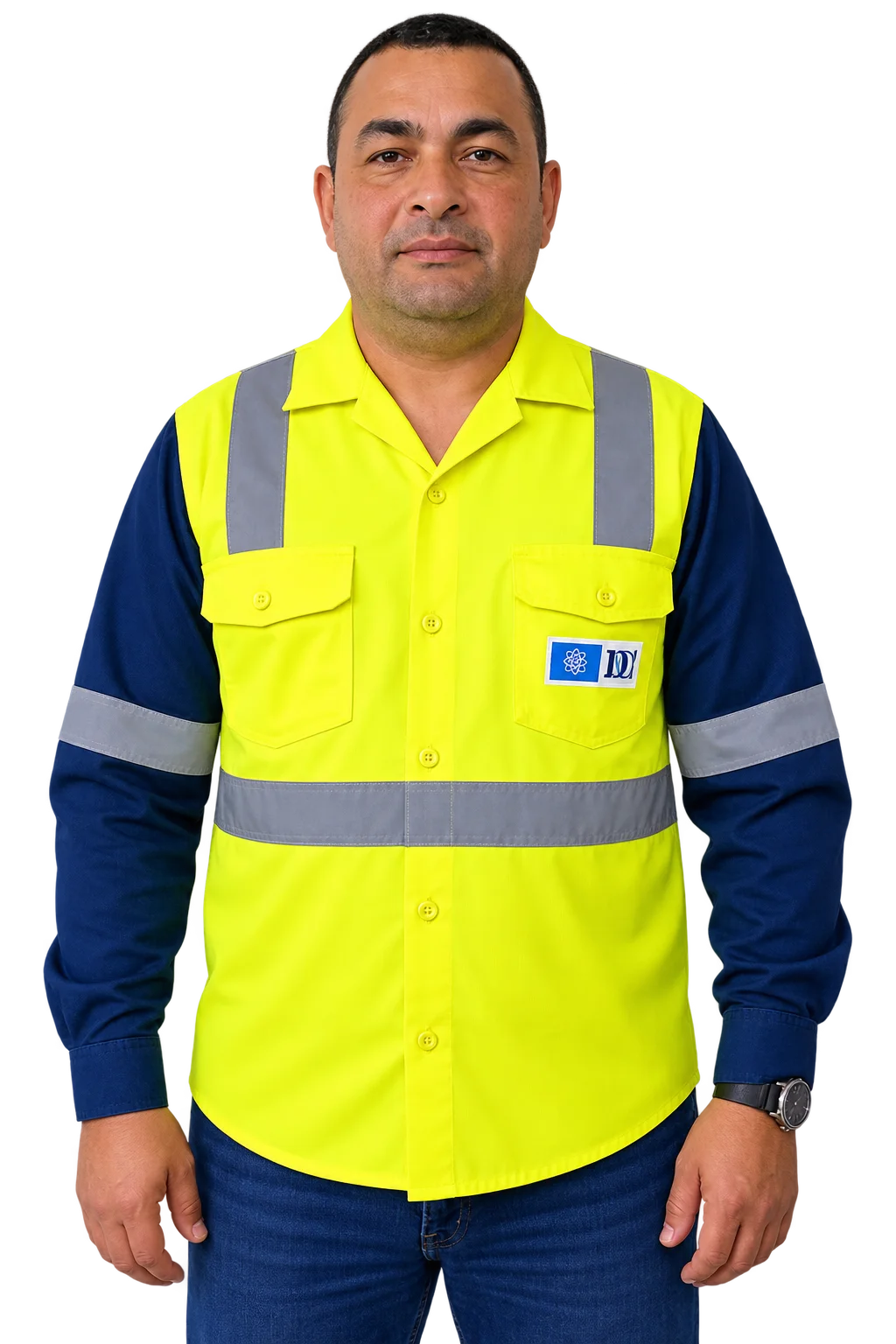 Camisa bicolor denim + drill