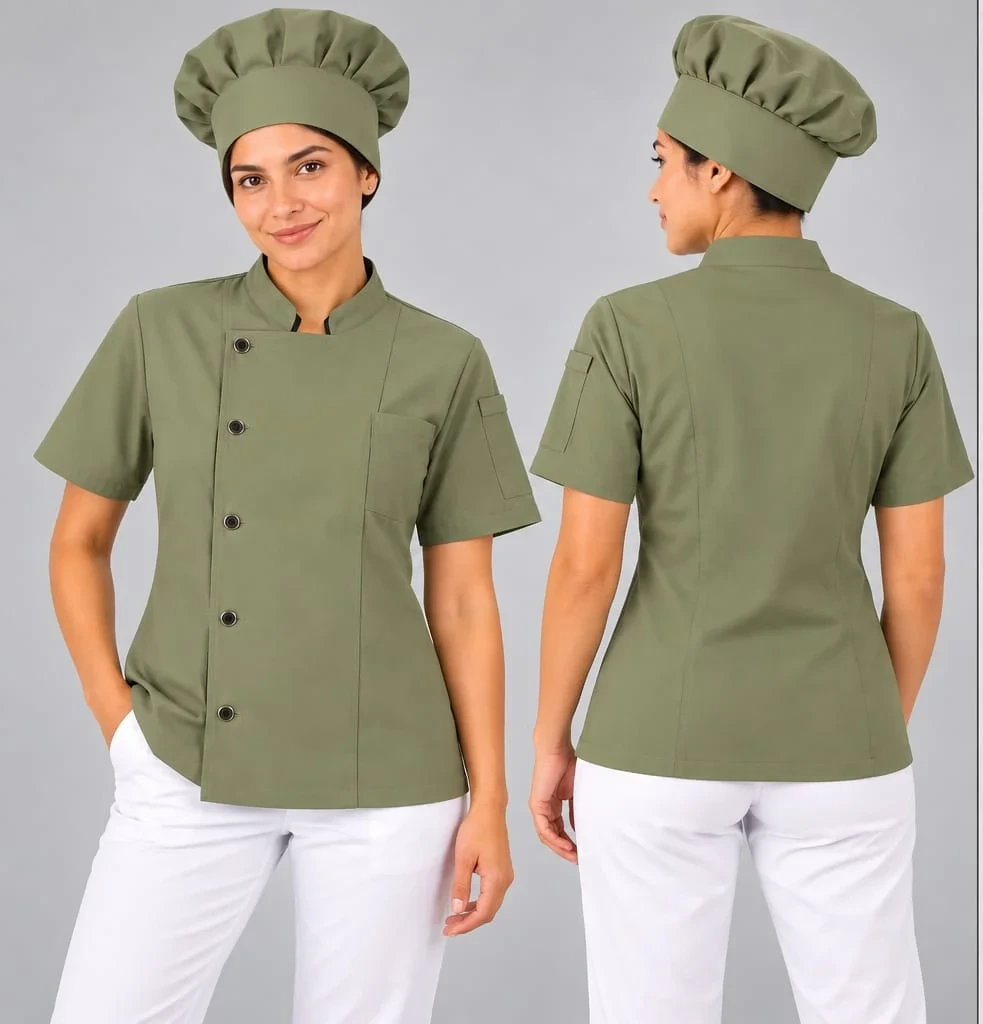 Chaqueta de chef verde oliva